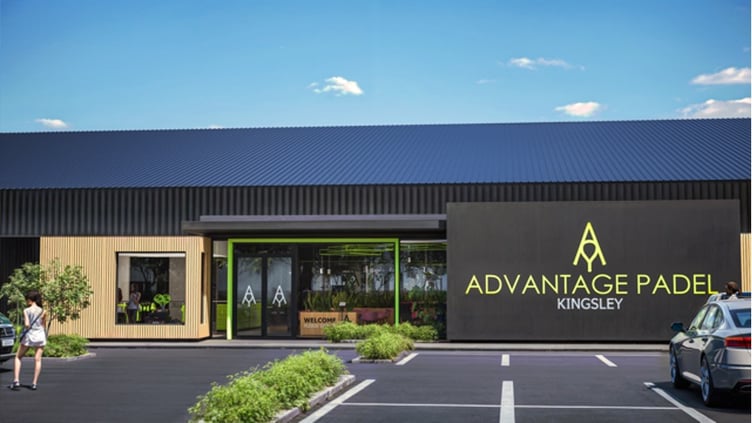A computer generated image of the new Advantage Padel centre in Kingsley.