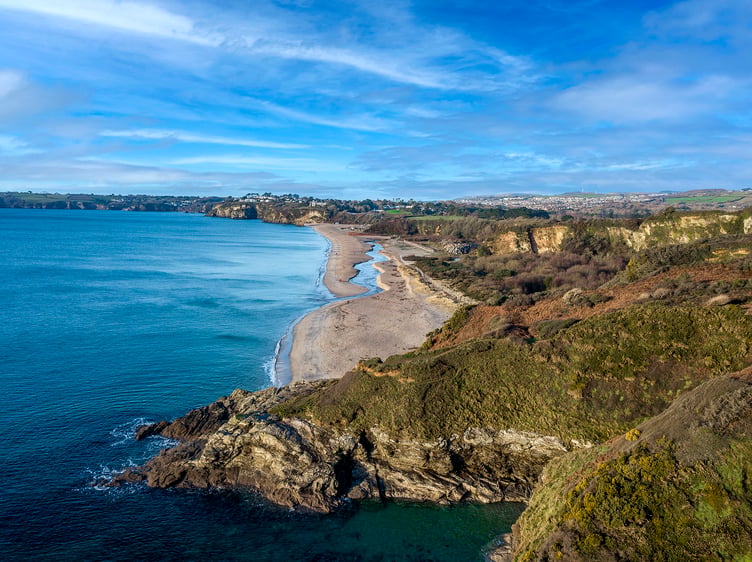 An aerial view showing the Sandy River at Carlyon Bay. Picture: Paul Williams