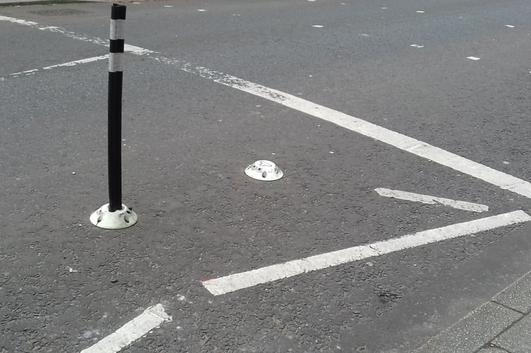 Missing bollard stump Downing Street Farnham
