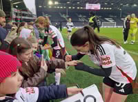 <p>Sophia Roberts meets Fulham fans after the game (Photo: Stephanie Roberts)</p>