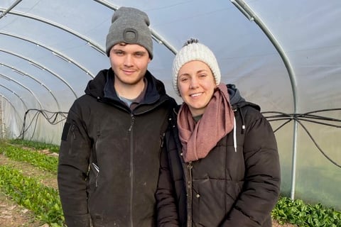 James Griffiths and his sister Kate at Farnham Community Farm.