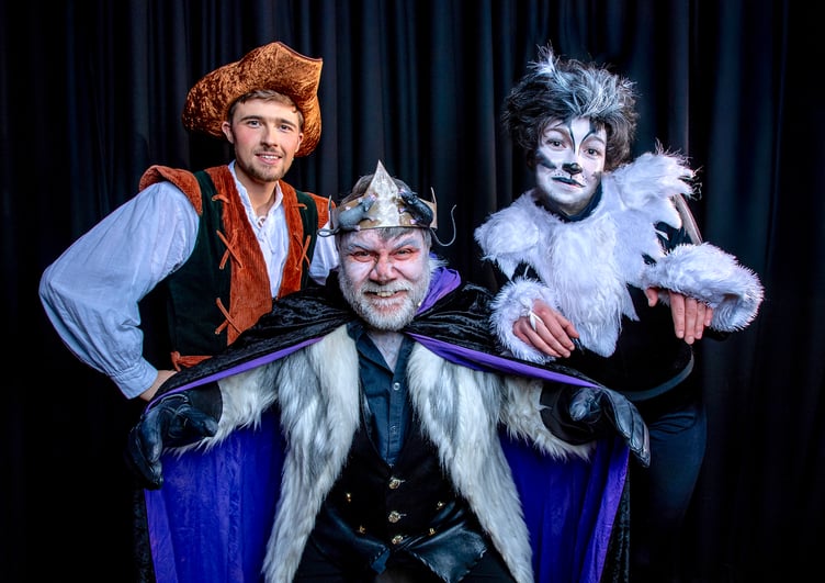 Dick Whittington (Alex Pearce), Tommy Cat (Emma Spencer) and King Rat (Kim Rowe). Picture: Paul Williams