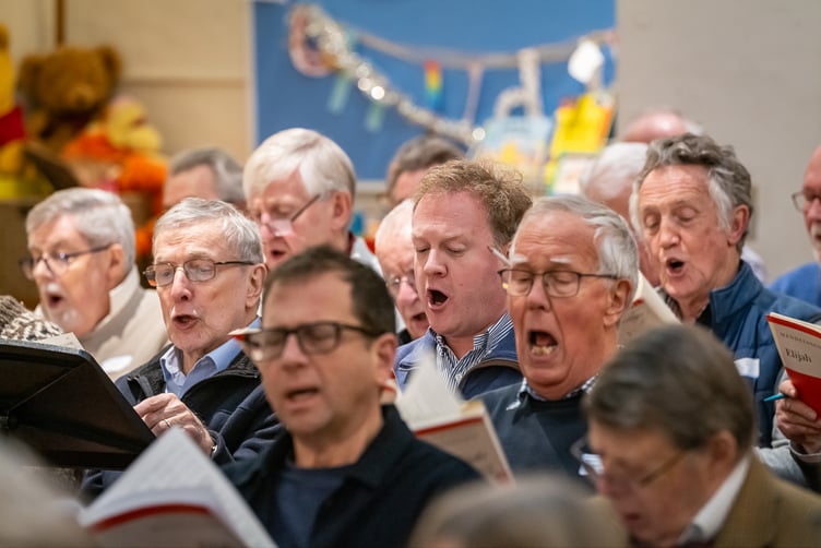 Farnham and Bordon MP Gregory Stafford, centre, takes part in the Waverley Singers' Elijah Workshop, St Thomas-on-The Bourne Church, Farnham, January 18th 2025.