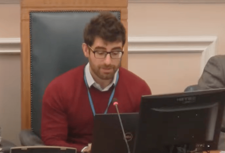 <p>Guildford and Waverley borough councils joint chief executive Pedro Wrobel addresses a full council meeting on January 23, 2025.</p>