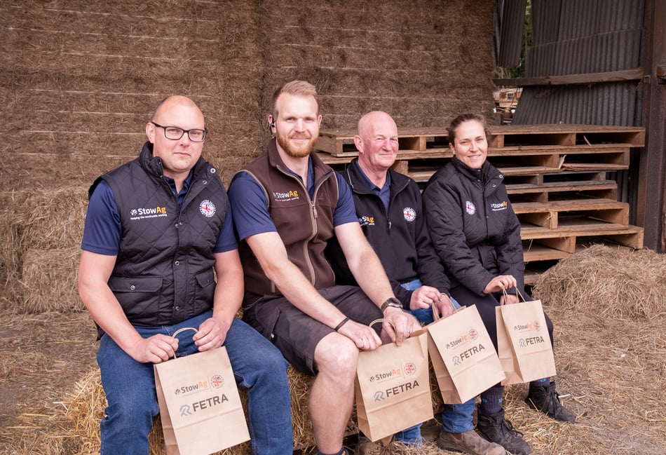 <p>From left: Alton StowAg staff Karlos James, Alex Holton, Nick Lucas and Lara Haskins with open day goody bags</p>