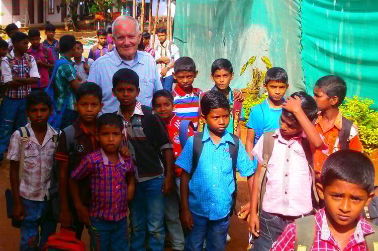 Robin Radley with children from Kerala.