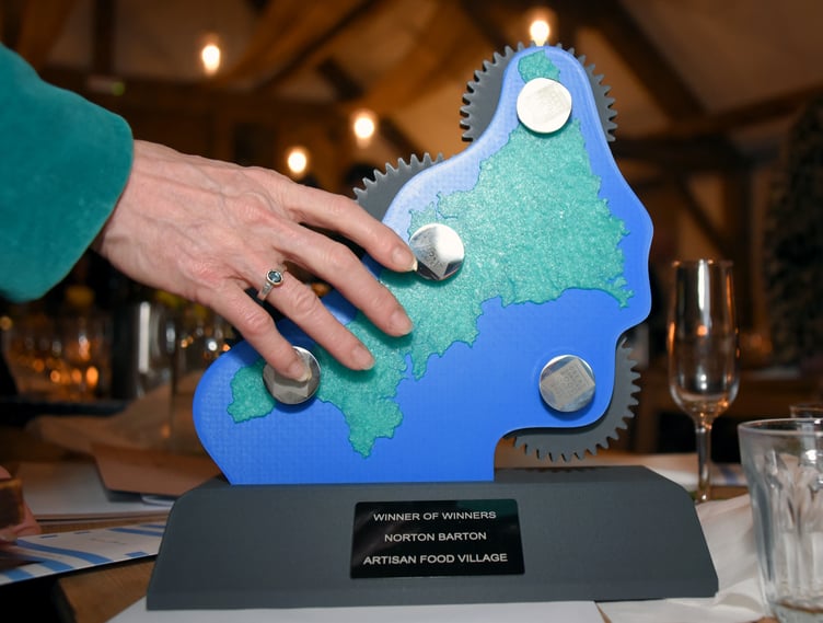The trophies for the Great Cornish Food Awards were made by 3D Print Cornwall using recycled fishing net from Newlyn