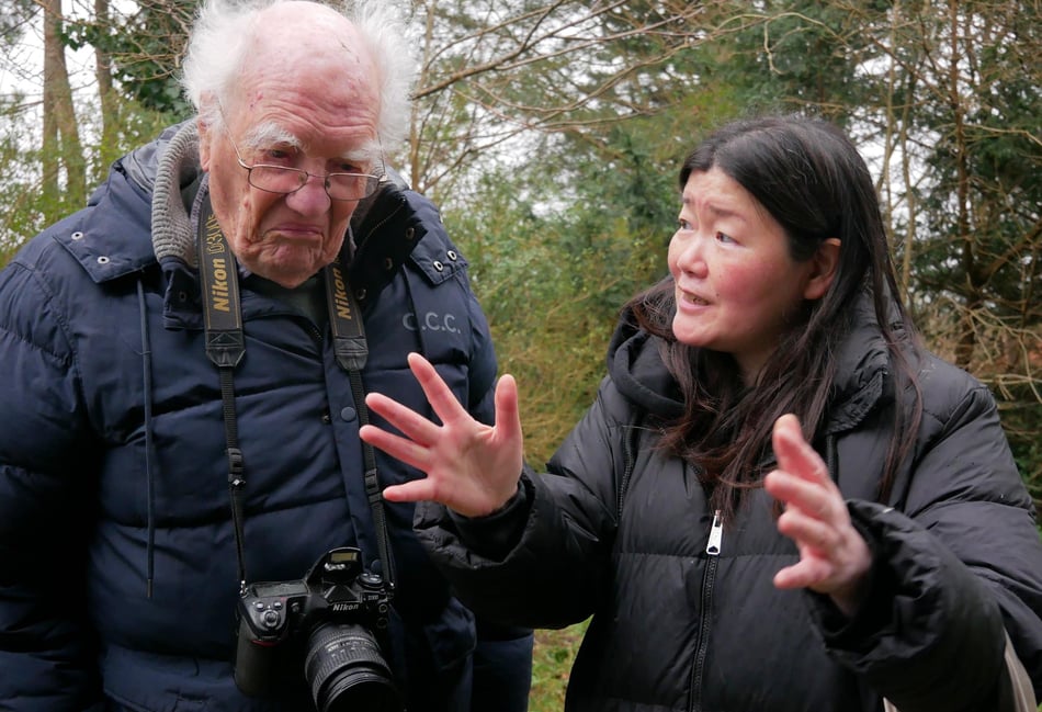 <p>Dr Martin Angel, left, with fellow Wrecclesham conservationist Myung-hye Chun.</p>