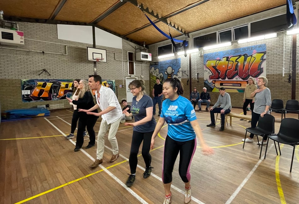 <p>The Haslemere Players rehearsing their previous production of Kiss Me Kate!</p>