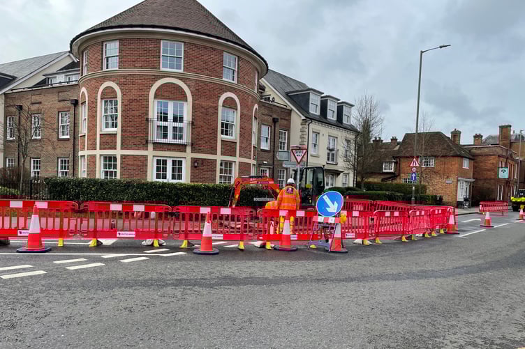 Farnham town centre improvement works in Downing Street