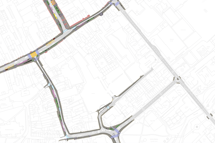 A Surrey County Council map of the new traffic system being implemented in Farnham town centre