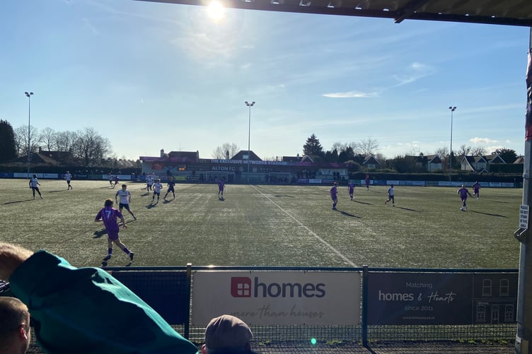 Action from Alton's Combined Counties Premier Division South match against Tooting & Mitcham United