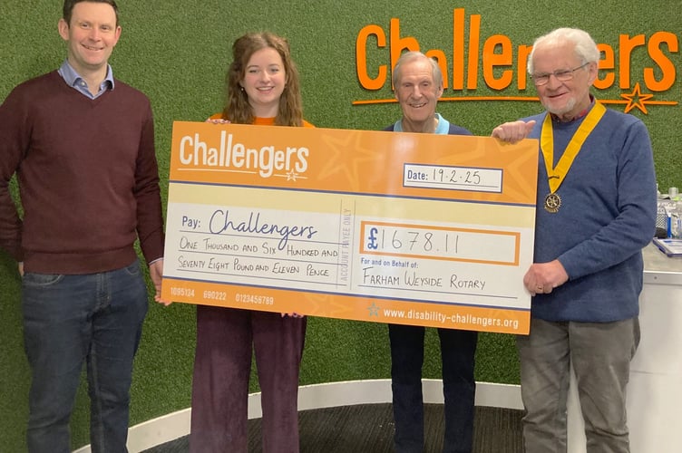 Farnham Weyside Rotary Challengers Cheque