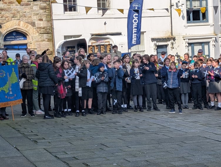 School children look on in anticipation as they prepare to do their performance for those present. (Picture: Aaron Greenaway)