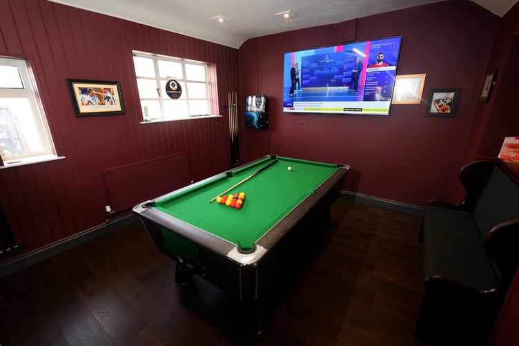 The sports area of The Albion Tavern in Farnham.
Photography for Greene King at The Albion Tavern in Farnham, UK.
Pictured is Manager Jennifer Boothuys at the pub.
Wednesday 5th March 2025
Photograph by Sam Stephenson, 07880 703135, www.samstephenson.co.uk.