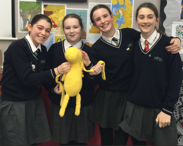 Minehead Middle School pupils gave a warm welcome for alien Beegu during World Book Day.