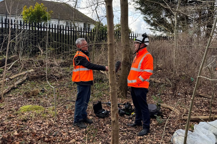Network Rail workers deal with fly-tipping at Orpington.