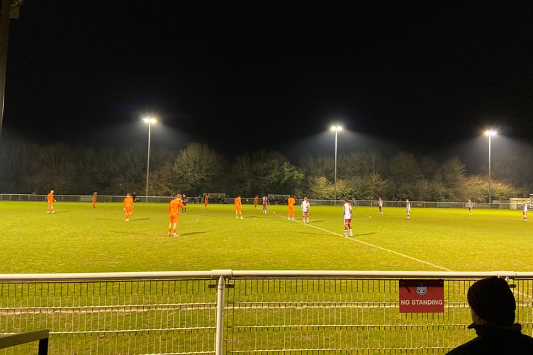 Action from Badshot Lea's Isthmian League South Central Division match against Hartley Wintney