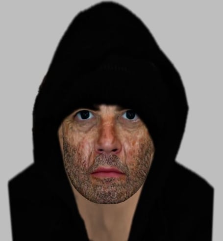 Police e-fit image of a man wanted for questioning about an attempted street robbery in Aldershot.