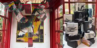 Nature art on blocks at Red Cube Gallery in Frensham