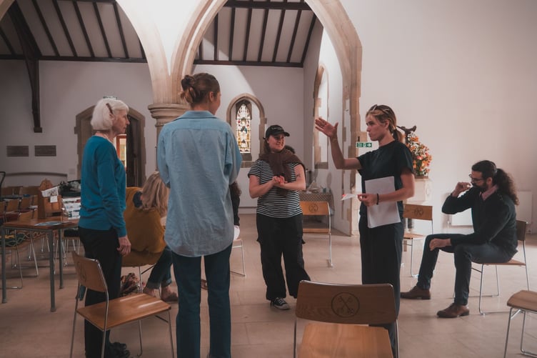 Lauren directing on set at St Peters Church