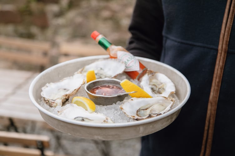 Oysters from Porlock Bay Oysters served at the launch of the 2025 Eat Exmoor guide. PHOTO: Daffodil PR.