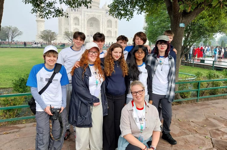 Alton College students at the Taj Mahal in India.