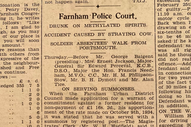 Farnham Herald Police Court March 1935