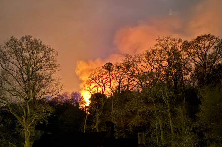 The blaze was so bright it lit up the night sky