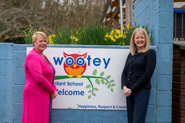 Headteacher Ella Palmer hands over the reins at Wootey Infant School to Tracey Thomas