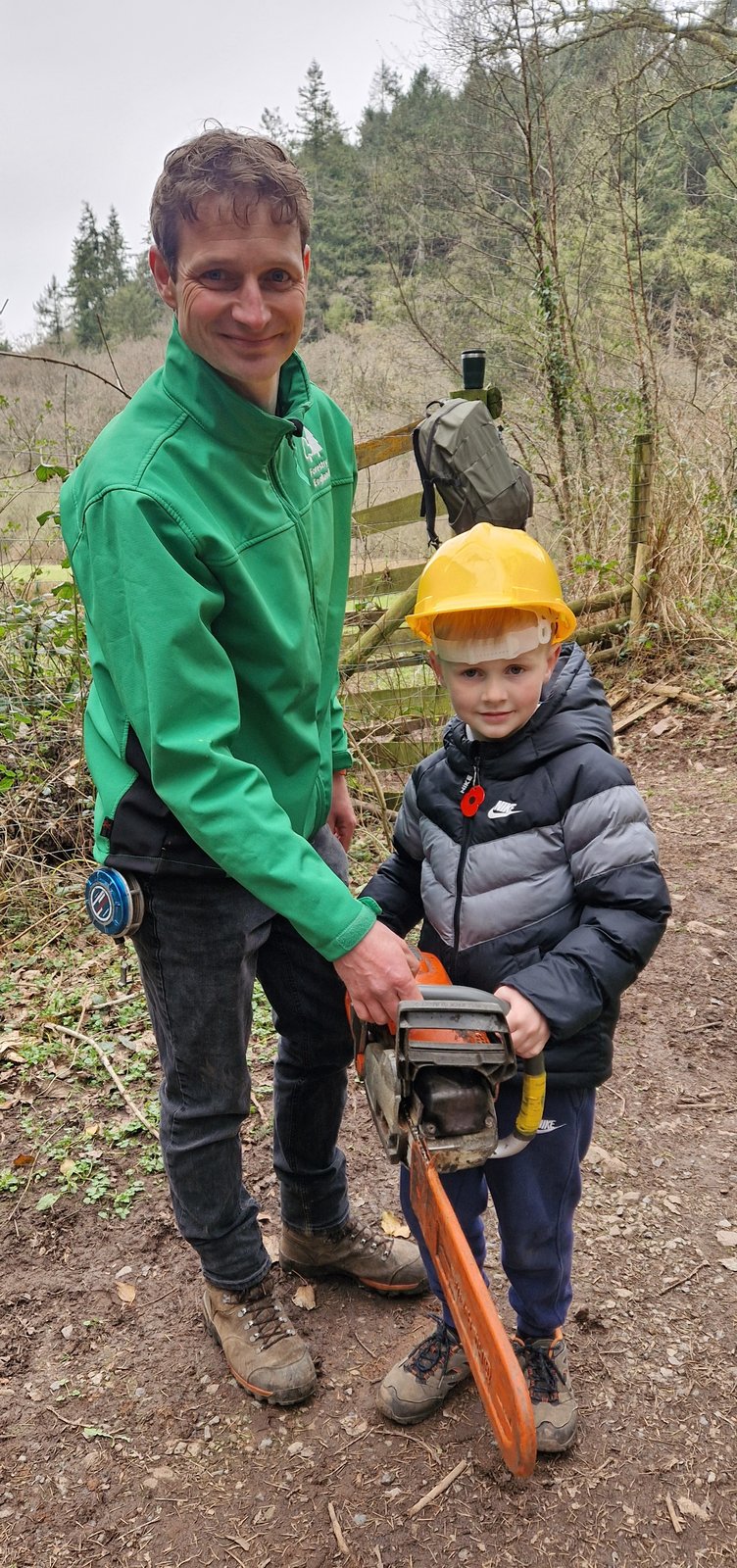 Chainsaw practice on a day visit to Nutcombe Bottom, near Dunster.