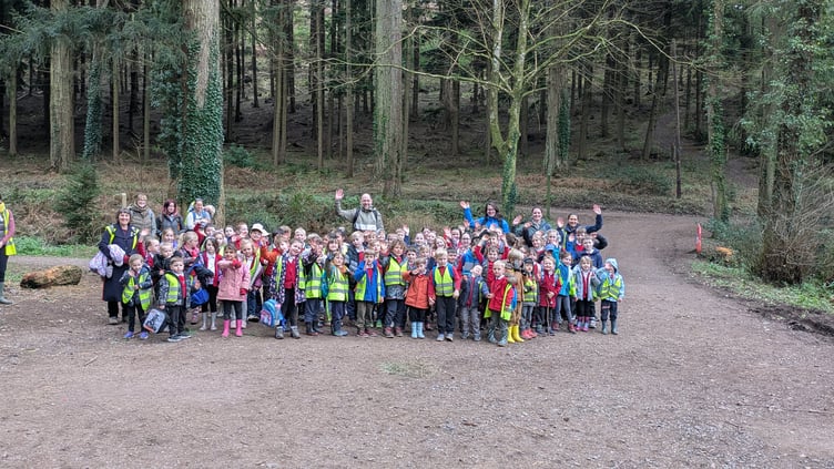 Pupils from first schools in Dunster and Dulverton during their visit top Forestry England's Nutcombe Bottom woods.