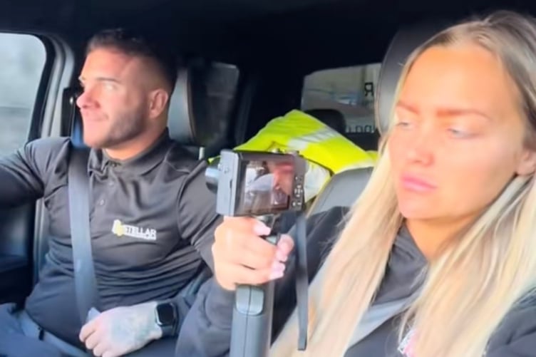 Abbey Moring with her boyfriend. Release date April 8 2025. A glam aesthetician has ditched the salon to join her boyfriend's scaffolding business - and turned the team into social media celebrities who are recognised on the street. Abbey Moring, 27, works part-time for Stellar Scaffolding every week in her pink hard hat to help boost the business' YouTube channel views. Climbing up onto rooftops and buildings to capture videos of the team working, Abbey says the channel has gone "crazy" since it started nine months ago.