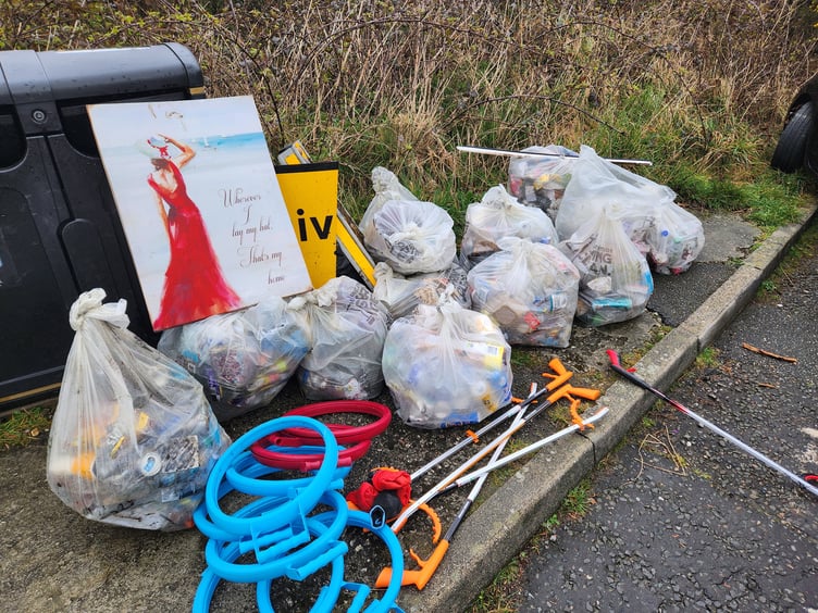 Some of the rubbish collected by the volunteers.