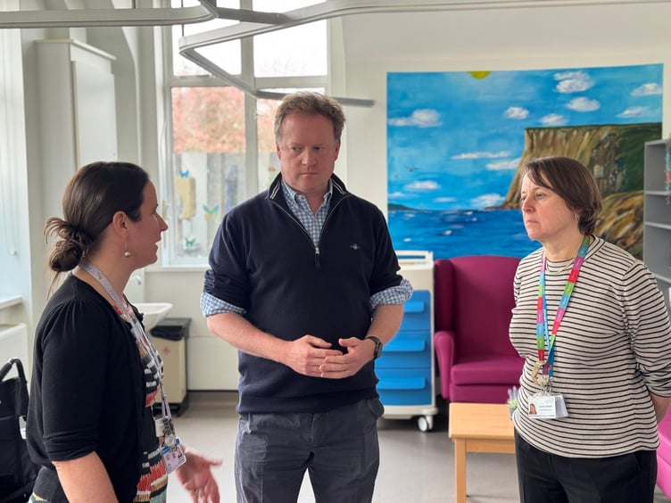 MP Gregory Stafford visits Haslemere Hospital to meet with NHS executives Associate Director of Operations for Community Services Angela Davies and Chief Executive of Royal County Surrey Hospital Louise Stead