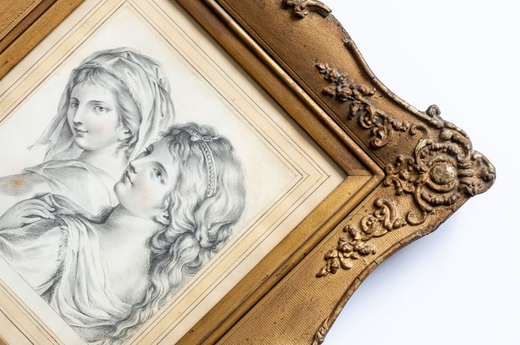 Cassandra Austen's 1795 hand-drawn copy of a plate from a 1786 instruction manual entitled Cipriani's Rudiments of Drawing.