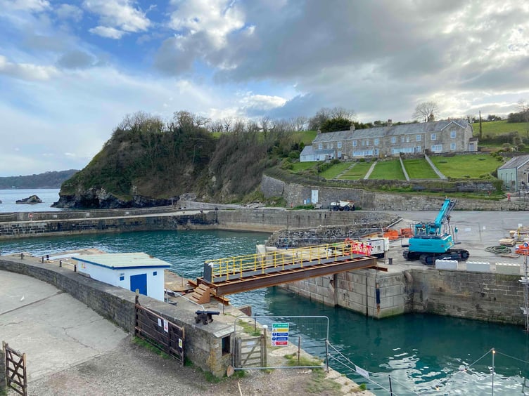 A new bridge has been positioned at the entrance to the inner harbour. Picture: Andrew Townsend