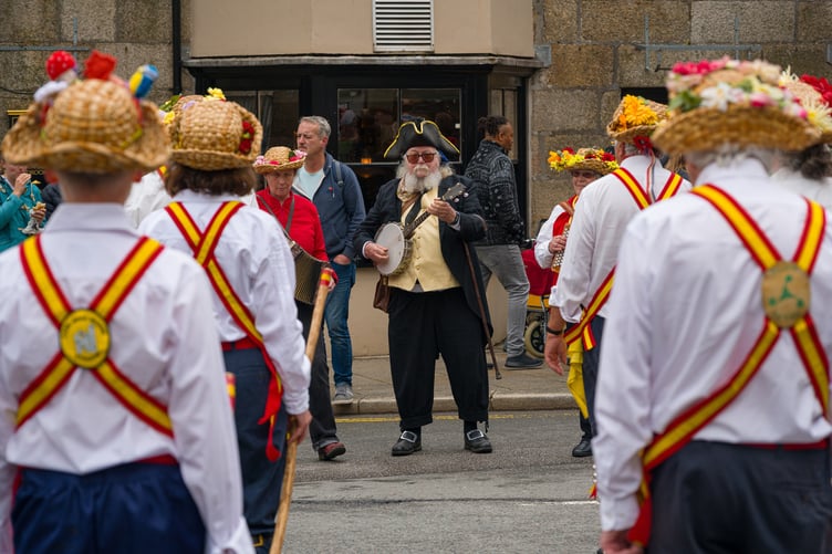 Morris dancers at Trevithick Day 2025