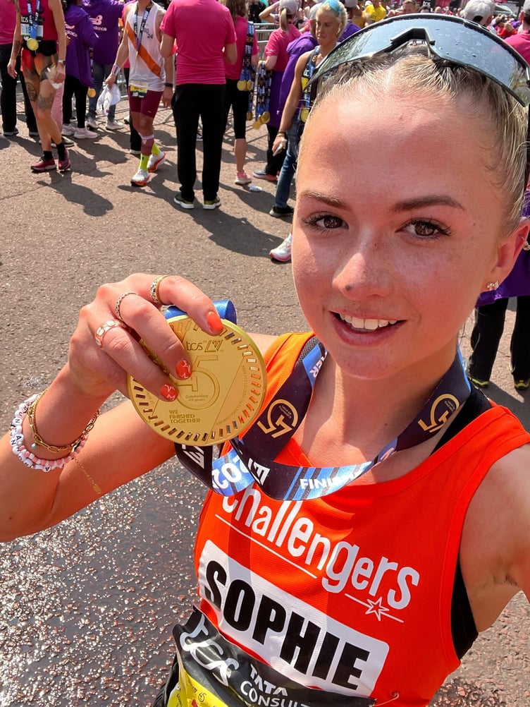 Sophie Waller, who completed the London Marathon 2025 for the Challengers charity.