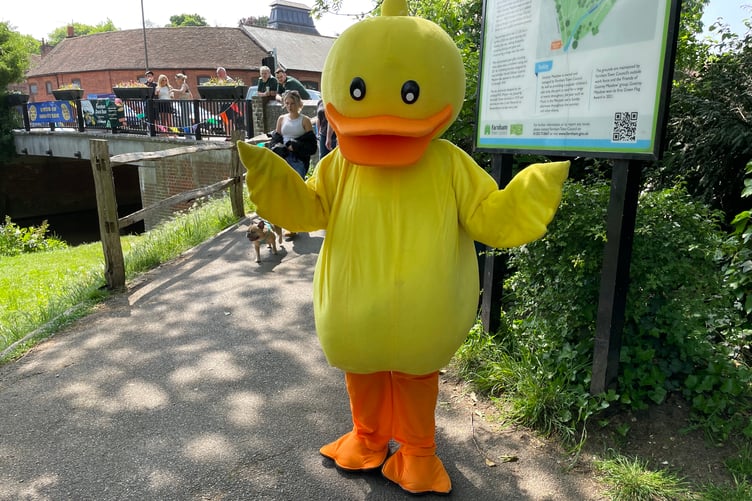 This oversized duck wasn't allowed to compete in the Great Farnham Duck Race 2025.