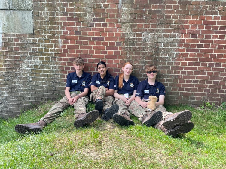 Farnham Air Cadets take a well-earned rest at the Great Farnham Duck Race 2025.