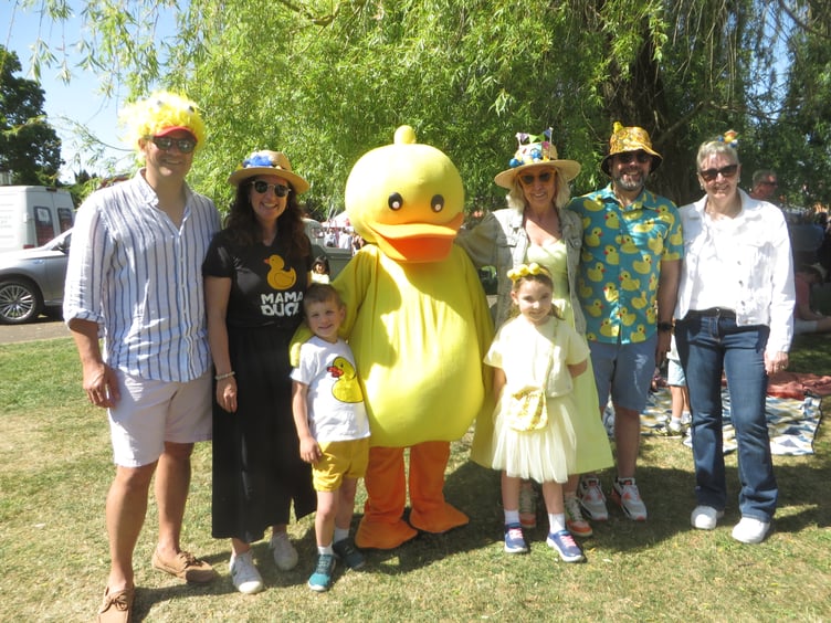 The Bennett family enter into the Great Farnham Duck Race spirit