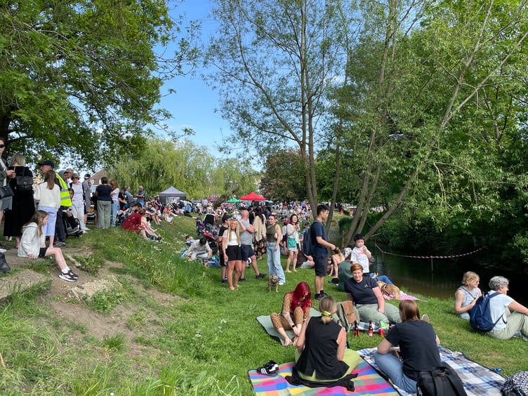 Spectators of the Great Farnham Duck Race 2025.
