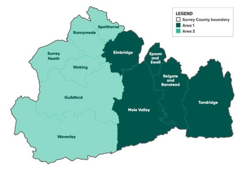 <p>Surrey County Council's proposal for two unitary authorities</p>