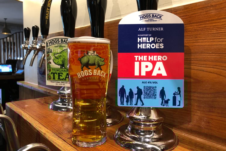 The Hero IPA beer, launched by Hogs Back Brewery for VE Day.