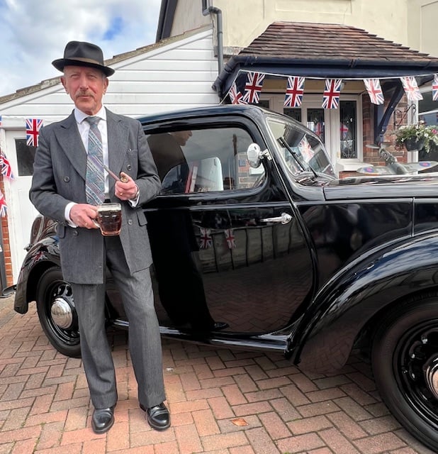 A vintage car courtesy of Exmoor Autos graced a street party in Spring Gardens, Minehead, for VE Day 80.