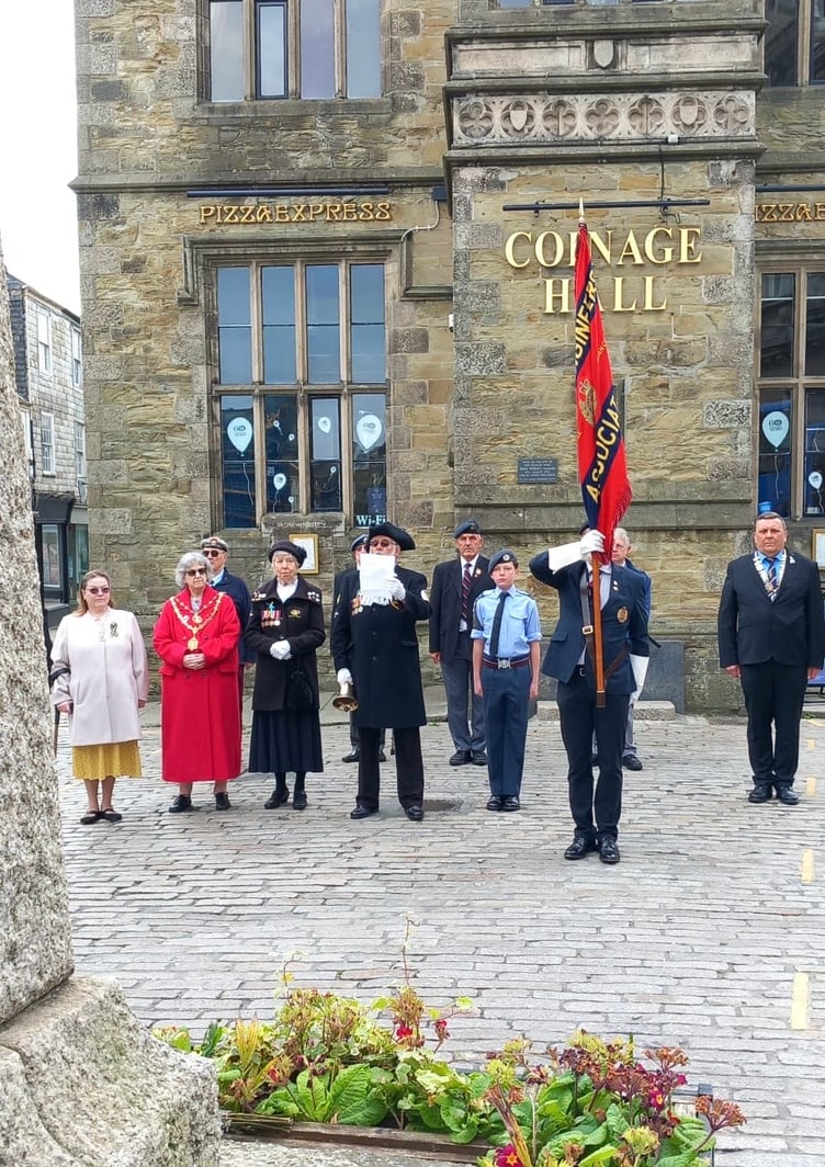 The 9am proclamation by town crier Lionel Knight, with RAF Cadet Ruan Wilding to his right