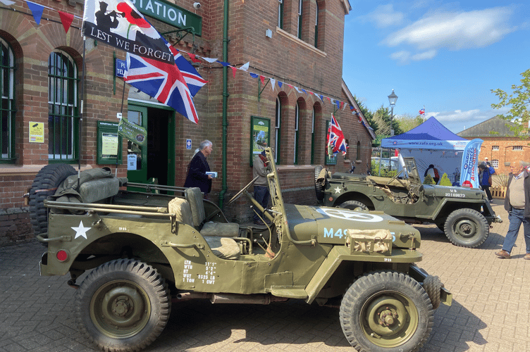 Second World War military vehicles, Alresford station, May 8th 2025.