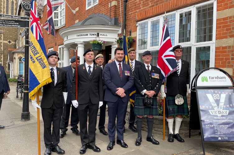 Members of the Farnham branch of the Royal British Legion at the VE Day 80th anniversary celebrations.