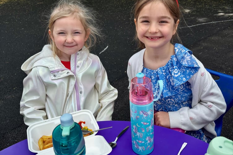 Happy faces all round at the VE Day celebrations at St Mary's CofE Primary School in Frensham.